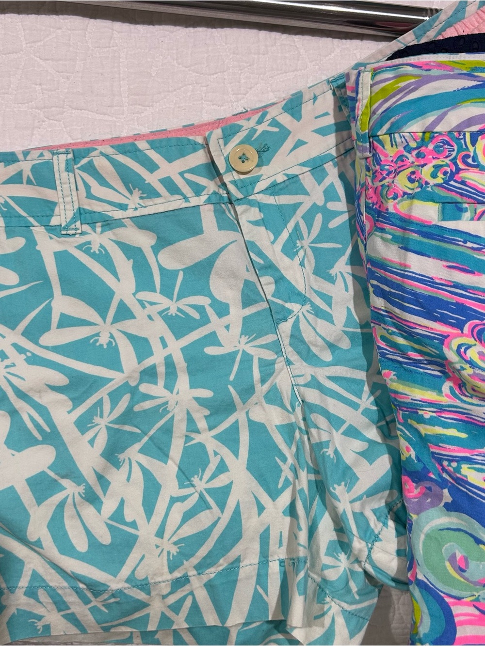 Lilly Pulitzer Turquoise and qWhite Dragonfly Print Shorts